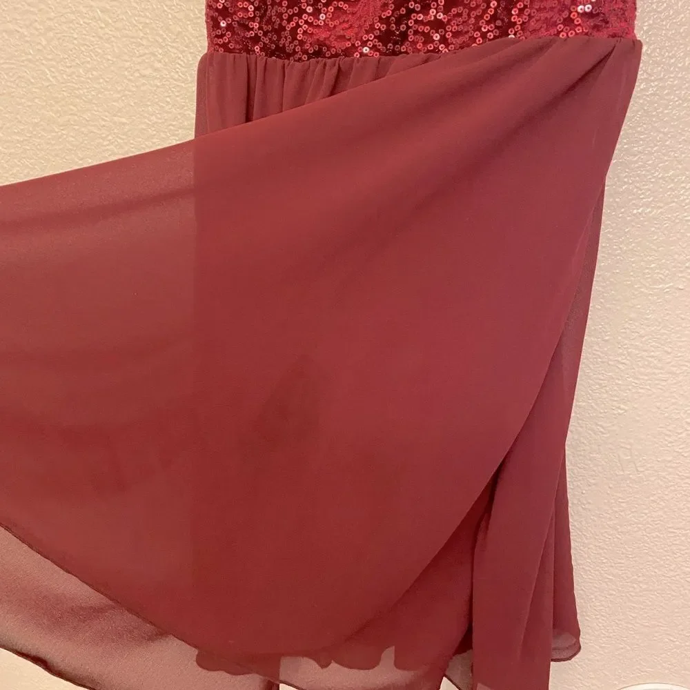 WEISSMAN Dance burgundy velvet dress Costume Now I Know 14787 LC-large child